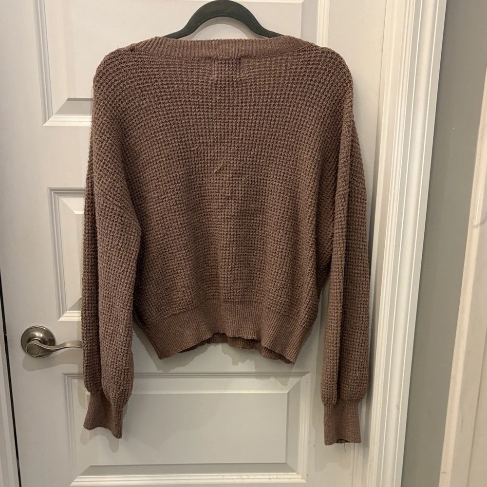 Pink Rose Brown V-Neck Sweater - Picture 2 of 3
